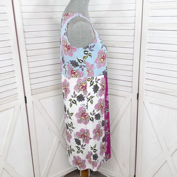 J. Jill Floral Colorblock Knit Sleeveless Shift Dress Blue Pink Petite XS - Picture 4 of 13
